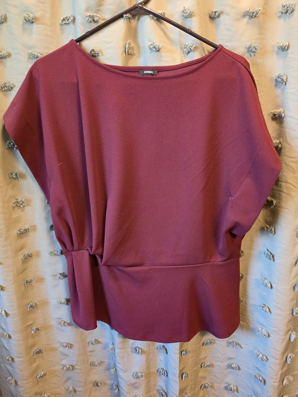 Express Wine Dolman Waist Cinch Top
